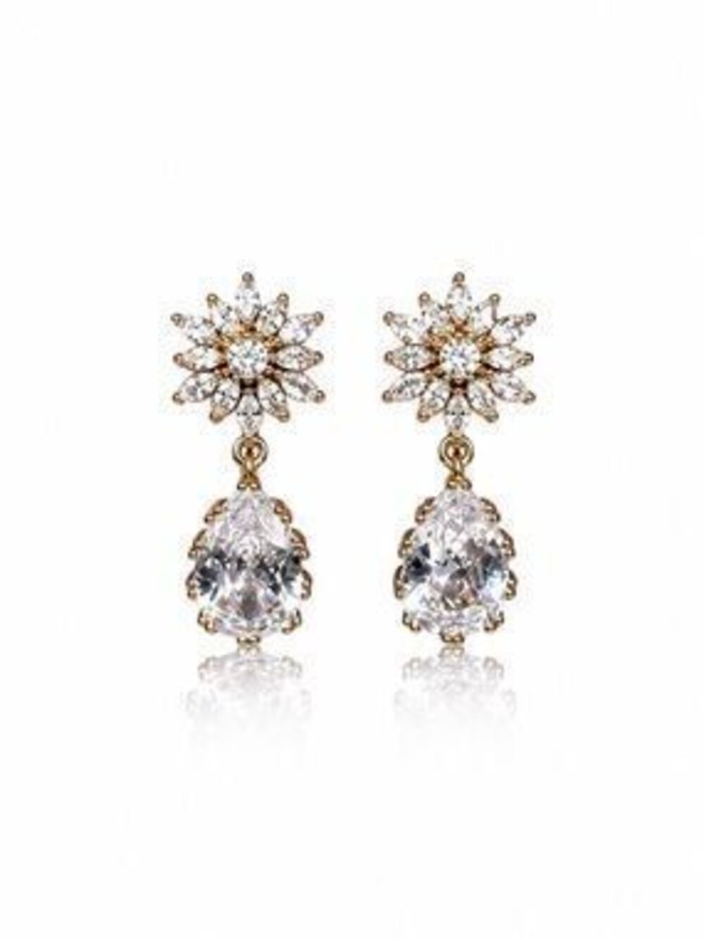 Chic Luxury Floral Dangle Earrings - Cubic Zirconia | 18Kt Gold Plated
